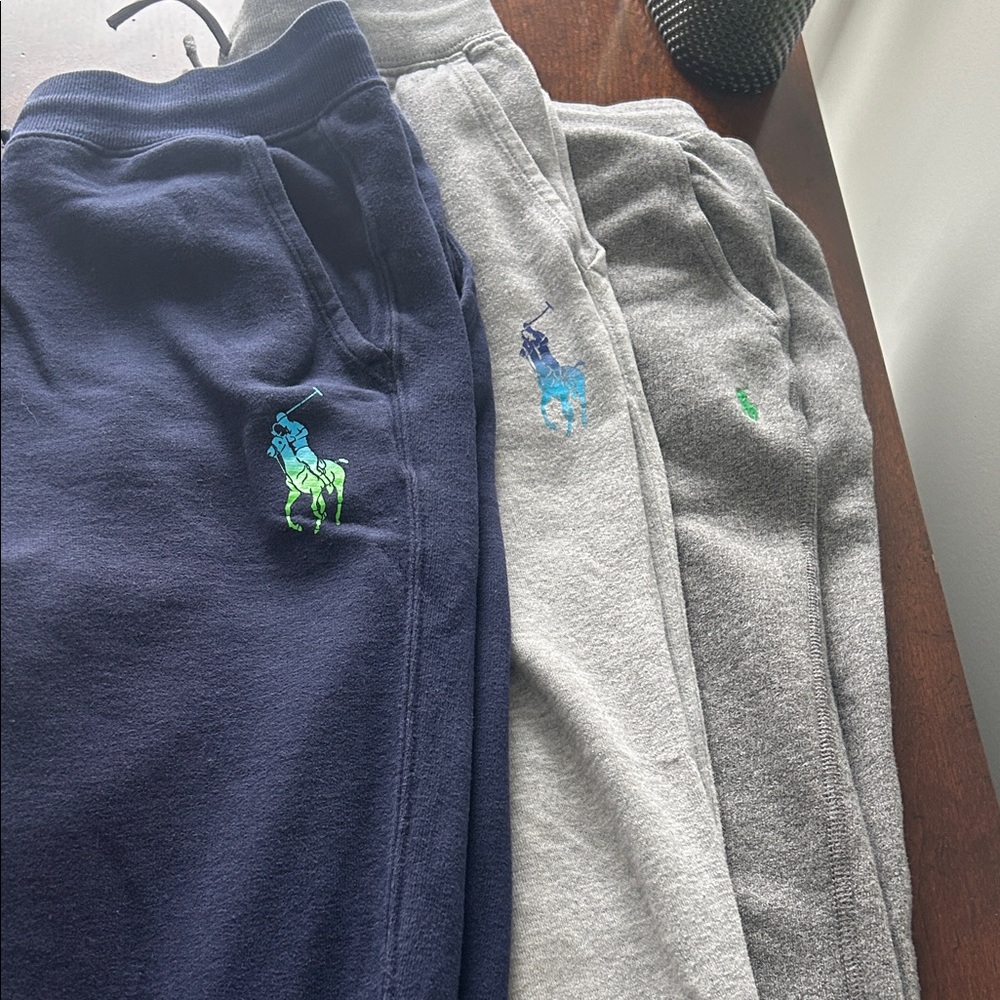 3 pairs of Polo by Ralph Lauren Kids' Jogger Pants - Navy and Gray